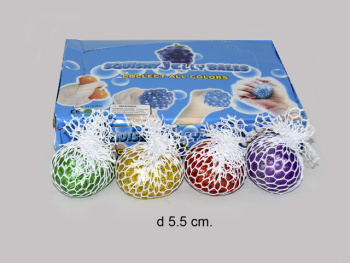 Мяч жид. арт. 148236/5973-3 Блестки в белой сетке (12шт.) в кор.°_•