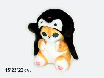 им Кот арт. 19103-209 В шапке пингвина сидит 23 см в пак.