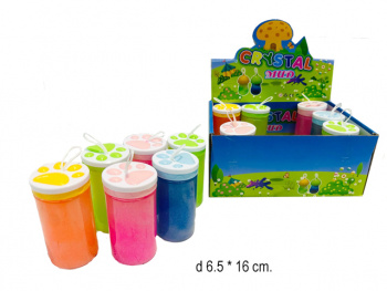 Лизун арт. 82584-19 Лапка в банке с блестками цвета микс (12 шт.) шоубокс•