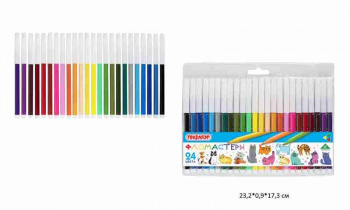 кс_Фломастеры арт. 152454 ПИФАГОР "ВЕСЕЛЫЕ ПИТОМЦЫ" 24 цвета, невентилируемый колпачок