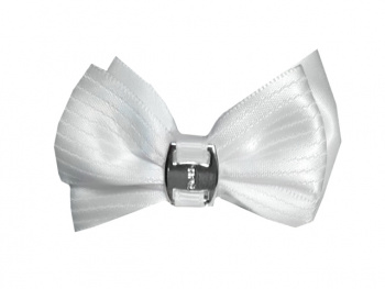 Бант арт. 709999/KP-5769-2 Белый полоска продольная с Н-пряжкой на резинке (24 шт.) на листе