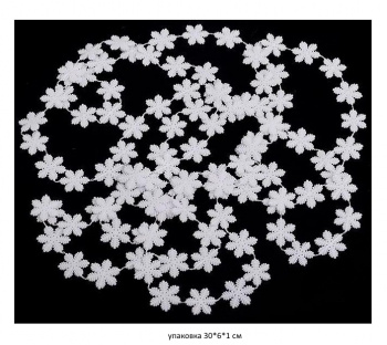 Бусы арт. XYA348-2M-601 "Снежинки" белые (24 шт.) в пак.