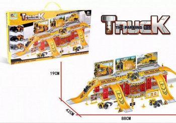 Парковка арт. CY280-4A "Стройплощадка" 3 машины металл, 45 предм. в кор.48*27,5*5,5