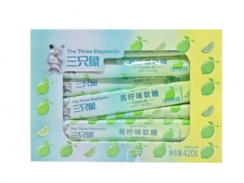 Конфета арт. 440107/440077 Жевательная "Три слона" "Лайм" 30 шт. 420 г упаковка