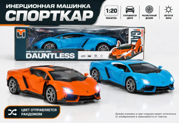 Машина инерц. арт. 633-18 Спорткар 1:20 свет, открываются двери, цвета микс в кор._
