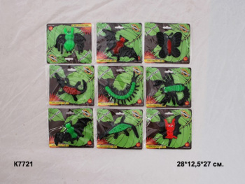 Лизун фиг. арт. 7721 Насекомые ассорти 1шт. в пак. (60 шт.) шоубокс_