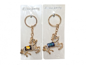 Брелок арт. KLC6226-709 Лошадь в попоне стразы металл цвета микс (12 шт.) в пак.