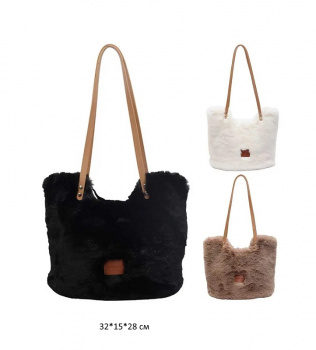 Сумка арт. 1215-209 Меховая цвета микс 2 ручки в пак.