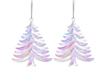 Игрушка-подвеска арт. 25DH19-502 "Елка" прозрач. перламутр 2 шт. в пак. Набор 12 шт. в упак.