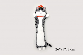 им Обнимашка арт. 230202-24/1284-95/08750-209 Кот серый полосатик красн.корона 95 см в пак.)