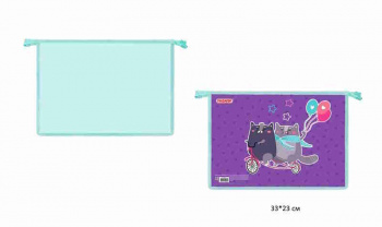 кс_Папка для тетрадей арт. 272125 ПИФАГОР А4, 1 отделение картон/пластик на молнии "Bike cats"