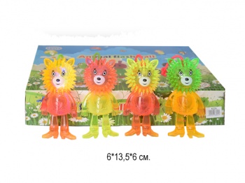 Мяч Антистресс арт. 8225 Лев прозрачный свет, звук (12шт.) в кор._