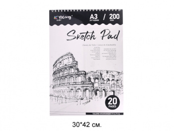 кц_Скетчбук арт. YL-XQ-342-A3 Альбом 20 листов А3 вертикальный на пружине 200 г/м²