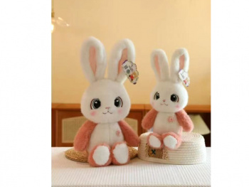 им Зайка арт. 1431-209/701-13-802 Мохнатый Белый с рыжими лапами 60 см в пак.