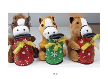 им Лошадь арт. SF-61 Копилка муз. С мешком 15 см цвета микс 1 шт. в пак. (12 шт.)