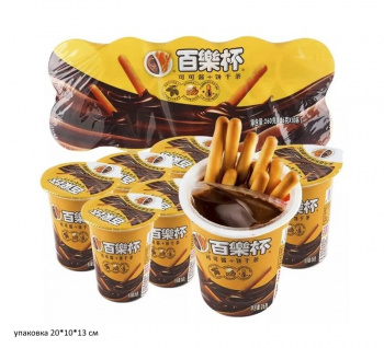 Печенье арт. 900198/900181 Палочки с шоколадной пастой в стаканчике 10 шт. упаковка'#