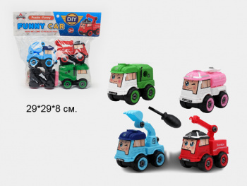 Машина констр. арт. LY032A Набор "Стройка" 4 шт. с отверткой в пак.•