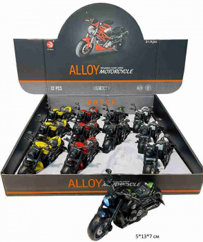 Модель металл. арт. 7603 Мотоцикл цвета микс свет, звук (12 шт.) шоубокс•
