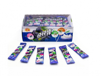 Конфета арт. 002138-4 Карамель на палочке "Виноград со сливками" 320 г в кор.#