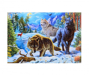 Алмазная мозаика арт. GLE81234 Волки в лесу 40*50 полная выкладка на подрамнике