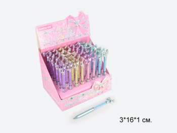 кц_Ручка шариковая арт. WB-55680 Автомат "Бантик" 1 шт. цвета микс (48 шт.) шоубокс