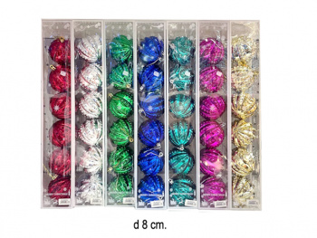 Шары арт. WL808062 Ребристые Набор 6 шт. d-8 см в кор. цвета микс