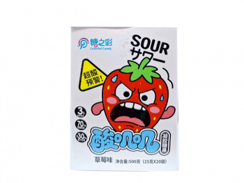 Мармелад арт. 891113-1/891106 "Клубника" кислый 25 г в пак. 20 шт. в кор.*'