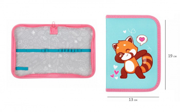кс_Пенал арт. 272283 ПИФАГОР 1 отделение полиэстер 19х13 см "Red panda"