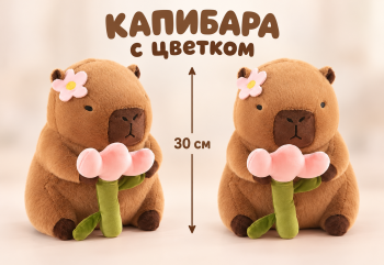 им Капибара арт. YE240910-1-6 С цветком на голове и в лапах 30 см в пак.)