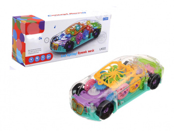 Машина на батар. арт. LX022 Прозрачная с шестеренками в кор.=