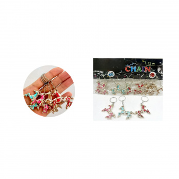 Брелок арт. GH-39-709/GK-7945 Лошадь в сбруе металл эмаль цвета микс 12 шт. на листе