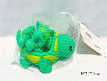 Игрушка резиновая арт. SG-2252 Набор Черепаха с черепашками в сетке•