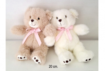 им Медведь арт. 3886/20 Мохнатый с бантиком на шее цвета микс 20 см в пак.