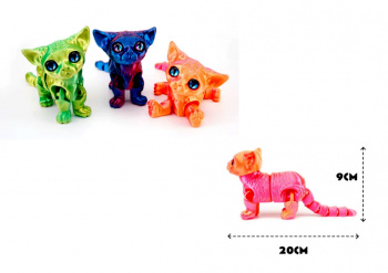 Фигурка 3Д арт. 190125-209-802 Кот подвижный цвет металлик в ассортименте 15 см в пак.