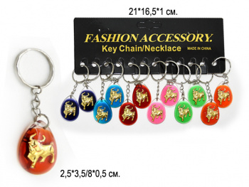 Брелок арт. 007 Бык "Медальон цветной" 12 шт. в пак.