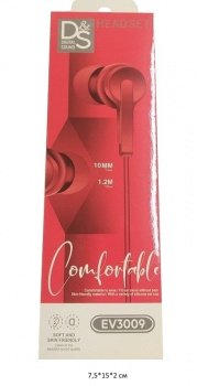 Наушники арт. EV3009 Проводные красные в кор. Наушники арт. EV3009 Проводные красные в кор.