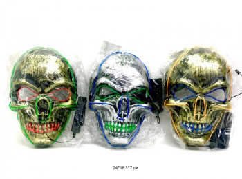 Маска арт. LS007 Череп светящаяся на бат. с пультом в пак._ Маска арт. LS007 Череп светящаяся на бат. с пультом в пак._