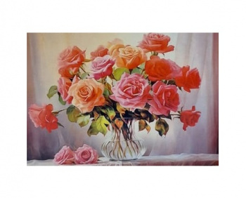Алмазная мозаика арт. HWB2981 Букет роз 30*40 полная выкладка на подрамнике