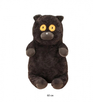 им Кот арт. 230228-4-1 Толстячок черный глаза желтые круглые 60 см в пак.)