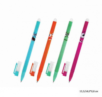 кс_Ручка стираемая гелевая арт. 144242 ЮНЛАНДИЯ "Монстрики", корпус ассорти, СИНЯЯ, узел 0,5 мм