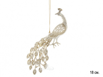 Игрушка-подвеска арт. LC9048/988-601 "Павлин" прозрачный 18 см в пак.