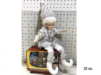 им Эльф арт. ES328-601 Мальчик в серебристо-белом костюме 35 см в пак.