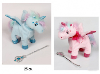 им Лошадь арт. 25-3-601 "Пегас-волшебник" цвета микс интерак. на бат. 25 см в пак.