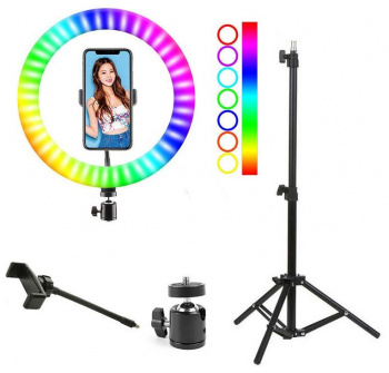 Кольцо осветитель арт. WH26 RGB LED d 26 см со штативом 2,1 м в кор. Кольцо осветитель арт. WH26 RGB LED d 26 см со штативом 2,1 м в кор.