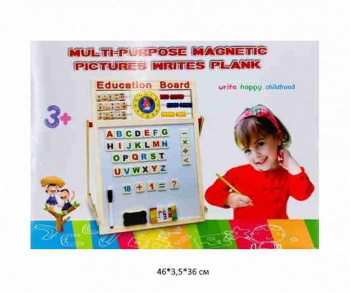 Деревянная игрушка арт. TMKW-0091 Мольберт магнит. Алфавит, цифры в кор.~