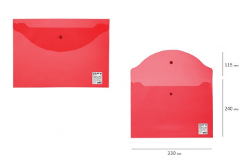 кс_Папка-конверт с кнопкой арт. 225172 STAFF А4 до 100 листов прозрачная красная 0,12 мм