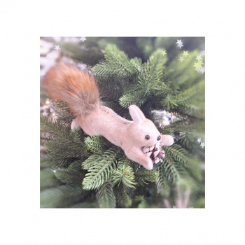 Игрушка-подвеска арт. 803001 Белка мех. лежит 24 см в пак.