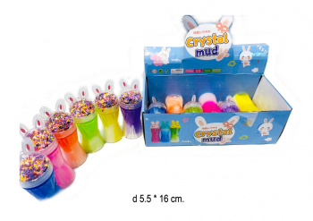 Лизун арт. 82584-18 Зайка с шариками колба двухцветный цвета микс (12 шт.) шоубокс•