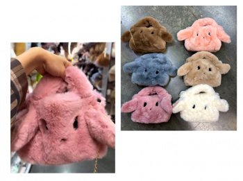 Сумка арт. 040125-209 Меховая с цепочкой, ушки и глазки, цвета микс в пак.