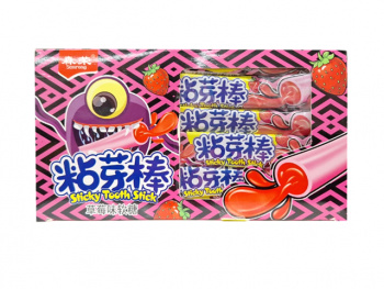 Конфета арт. 900898-1 Жевательная Трубочка-тянучка с начинкой Клубника 13 г 30 шт. в кор.'